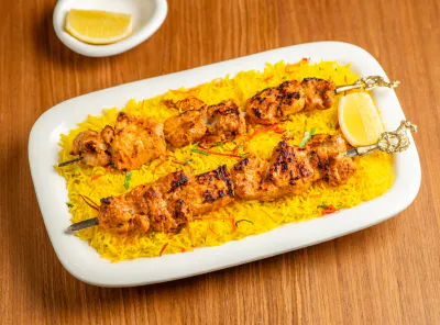 Chicken Tikka Skewers w/ rice sauce