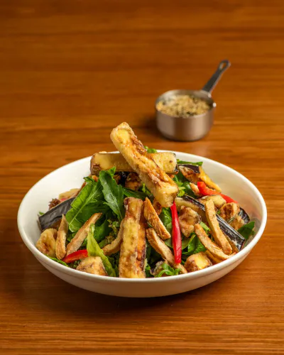 EGGPLANT AND GRILLED CHICKEN SALAD
